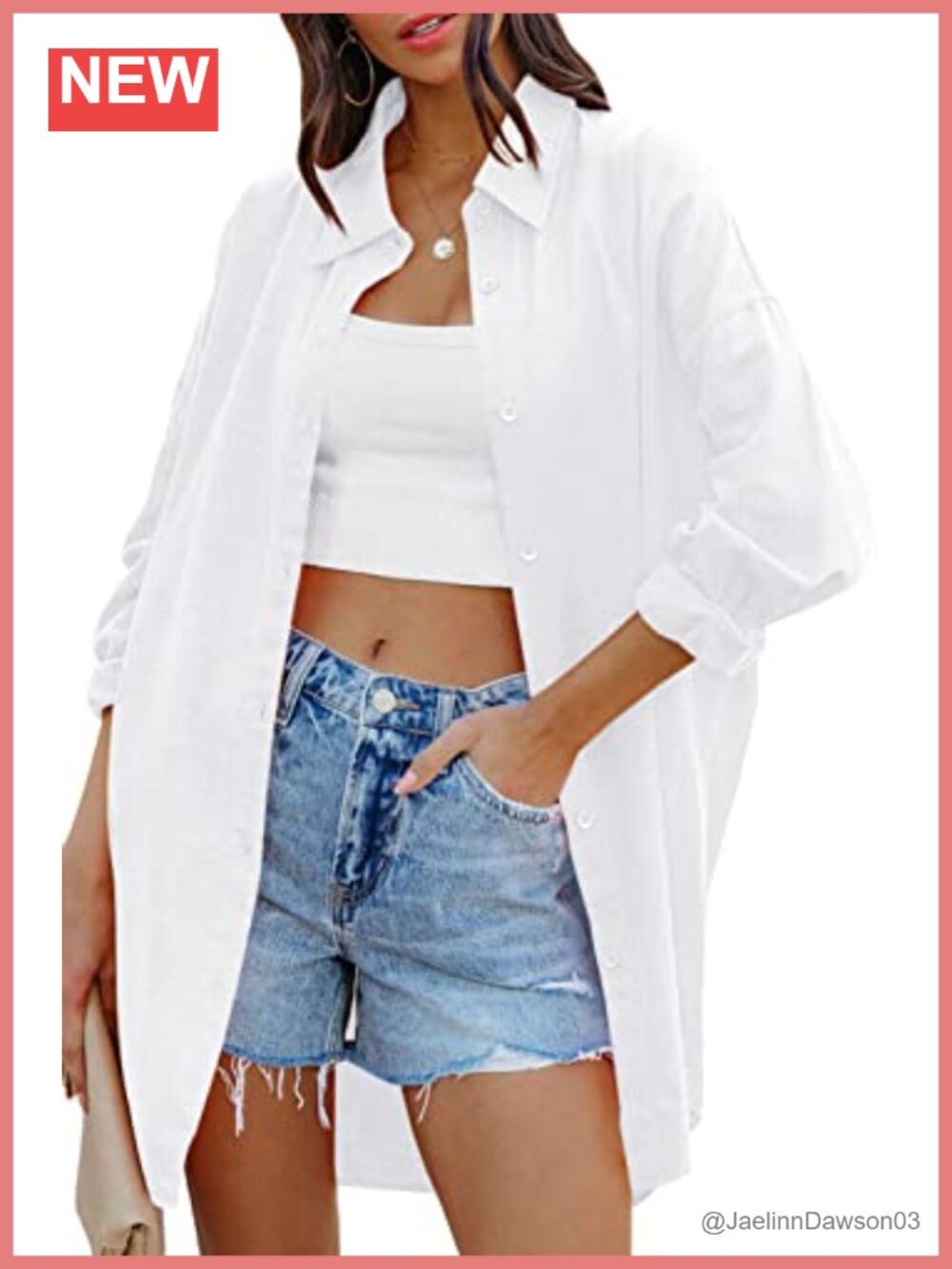 Womens Oversized Button Down Shirt Loose Long Sleeve Blouse with Pockets